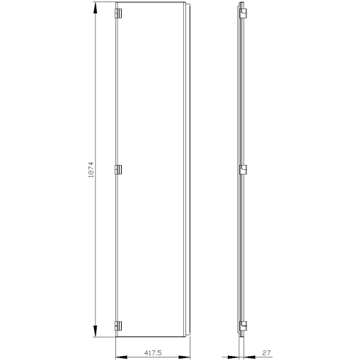 SIVACON door half. left. EMC. IP40. H 2000 mm. W 400 mm. protection class 1