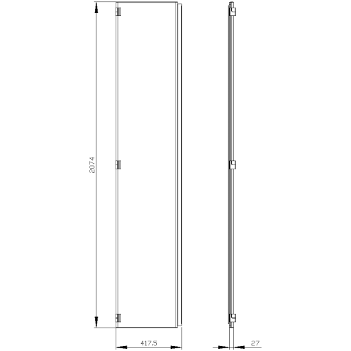 SIVACON door half. left. IP55. H 2200 mm. W 400 mm. protection class 1