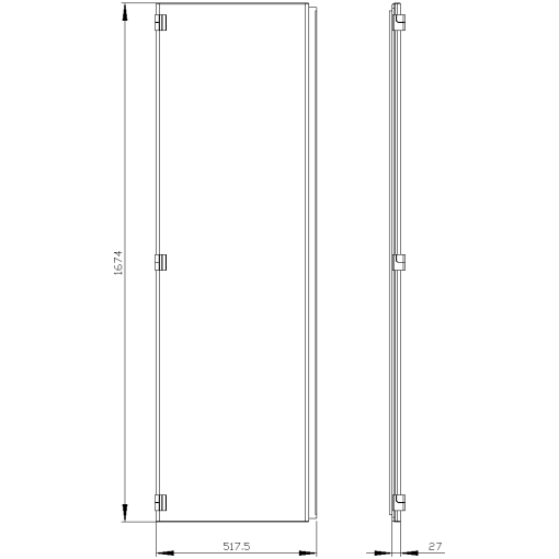 SIVACON door half. left. EMC. IP40. H 1800 mm. W 500 mm. protection class 1