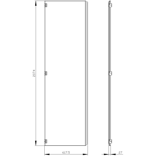 SIVACON door half. left. IP55. H 2200 mm. W 600 mm. protection class 1