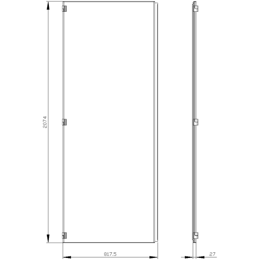 SIVACON door half. left. IP55. H 2200 mm. W 800 mm. protection class 1