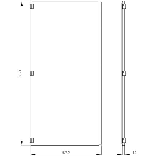 SIVACON door half. left. IP55. H 1800 mm. W 800 mm. protection class 1