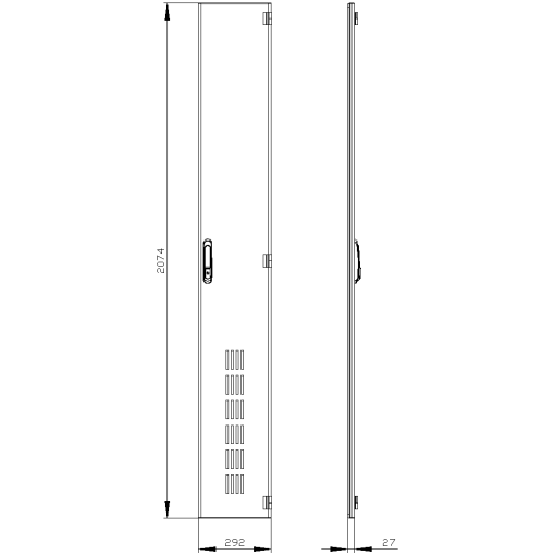 SIVACON door. right. ventilated. IP20. H 2200 mm. W 300 mm. protection class 1
