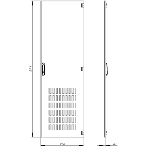 SIVACON door. right. ventilated. IP20. H 2000 mm. W 600 mm. protection class 1