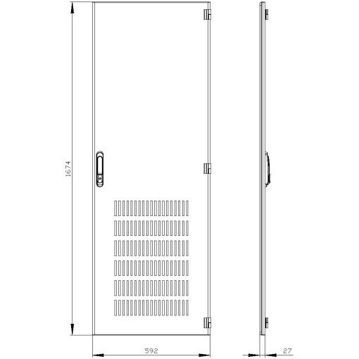 SIVACON door. right. ventilated. IP20. H 1800 mm. W 600 mm. protection class 1