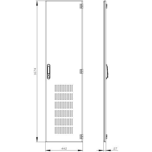SIVACON door. right. ventilated. IP20. H 1800 mm. W 450 mm. protection class 1