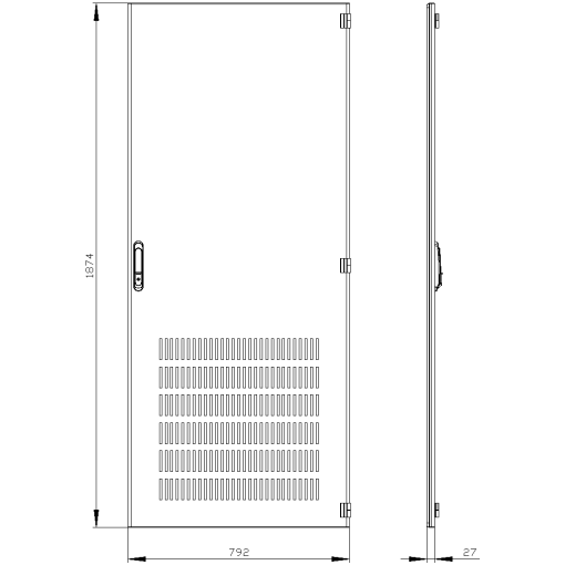 SIVACON door. right. ventilated. IP20. H 2000 mm. W 800 mm. protection class 1
