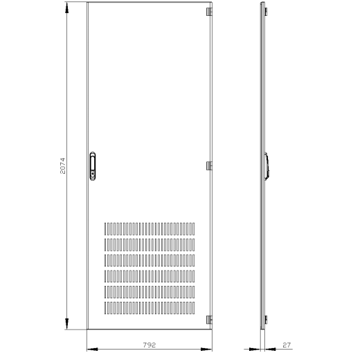 SIVACON door. right. ventilated. IP20. H 2200 mm. W 800 mm. protection class 1