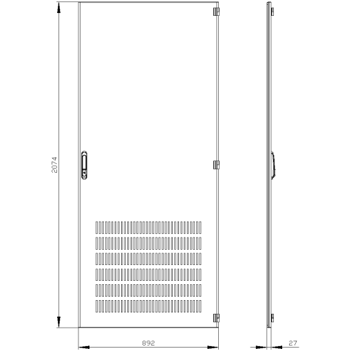 SIVACON door. right. ventilated. IP20. H 2200 mm. W 900 mm. protection class 1