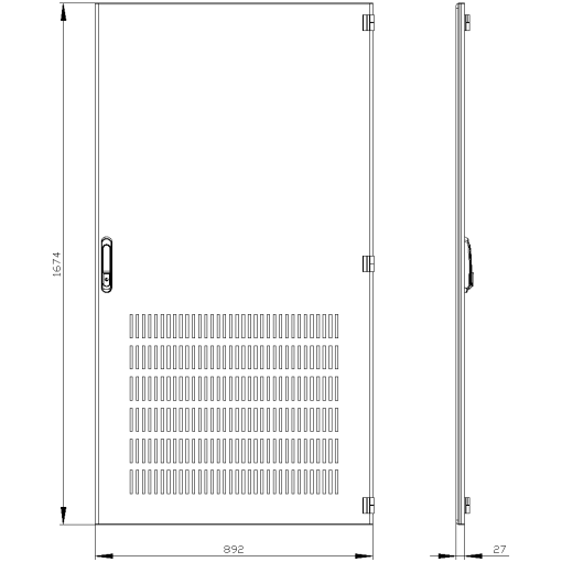 SIVACON door. right. ventilated. IP20. H 1800 mm. W 900 mm. protection class 1
