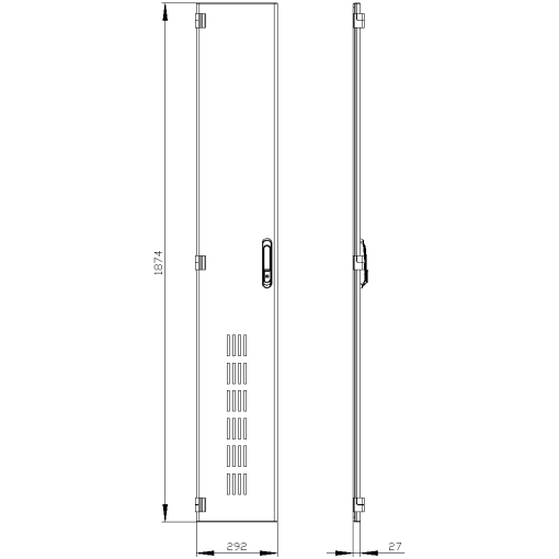SIVACON door. left. ventilated. IP20. H 2000 mm. W 300 mm. protection class 1