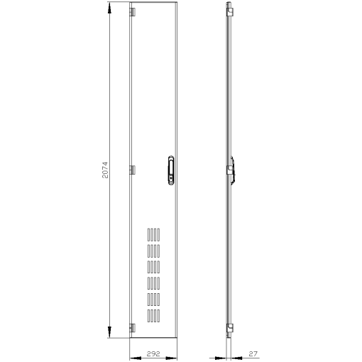 SIVACON door. left. ventilated. IP20. H 2200 mm. W 300 mm. protection class 1