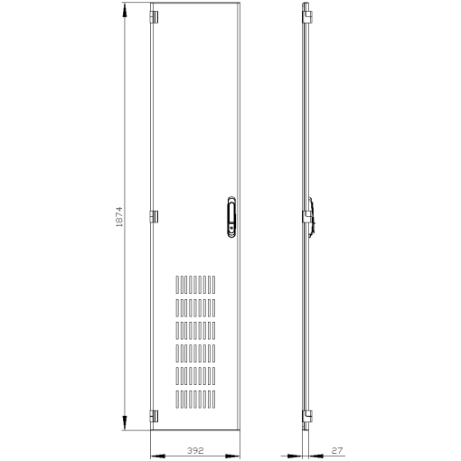 SIVACON door. left. ventilated. IP20. H 2000 mm. W 400 mm. protection class 1