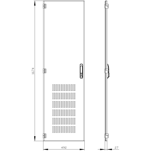 SIVACON door. left. ventilated. IP20. H 1800 mm. W 500 mm. protection class 1