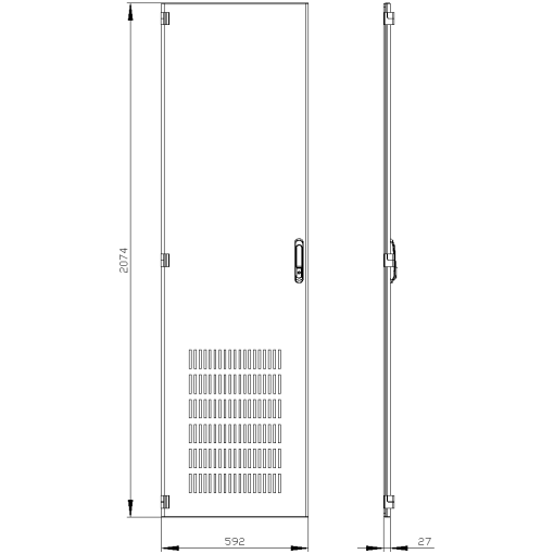 SIVACON door. left. ventilated. IP20. H 2200 mm. W 600 mm. protection class 1