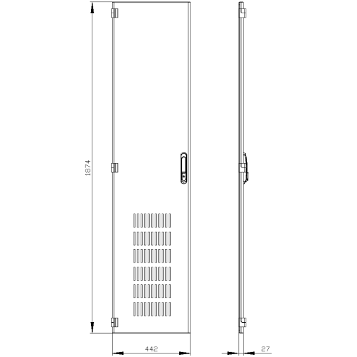 SIVACON door. left. ventilated. IP20. H 2000 mm. W 450 mm. protection class 1