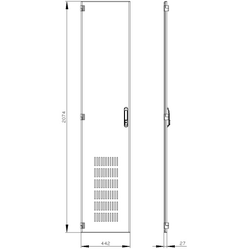 SIVACON door. left. ventilated. IP20. H 2200 mm. W 450 mm. protection class 1