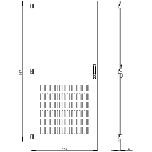 SIVACON door. left. ventilated. IP20. H 1800 mm. W 800 mm. protection class 1