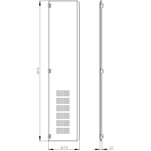 SIVACON door half. left. openings. IP20. H 2000 mm. W 400 mm. protection cl...