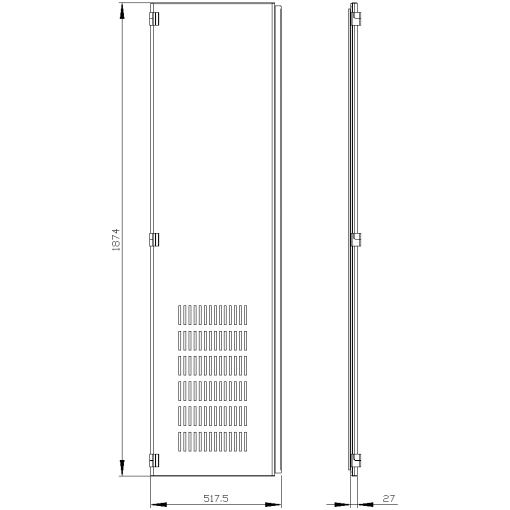 SIVACON door half. left. openings. IP20. H 2000 mm. W 500 mm. protection cl...