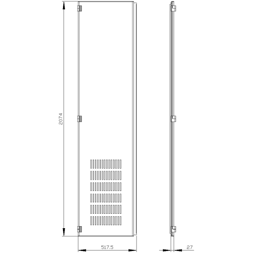 SIVACON door half. left. openings. IP20. H 2200 mm. W 500 mm. protection cl...