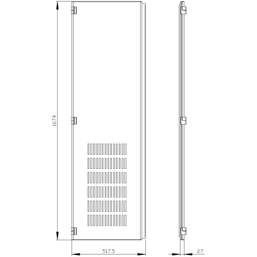 SIVACON door half. left. openings. IP20. H 1800 mm. W 500 mm. protection cl...