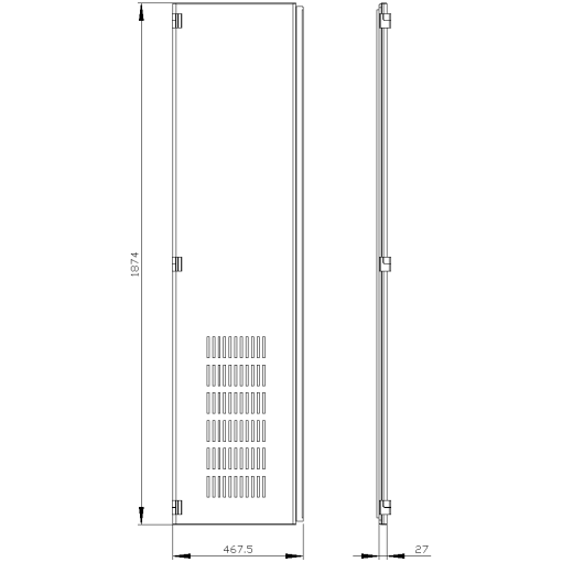 SIVACON door half. left. openings. IP20. H 2000 mm. W 450 mm. protection cl...
