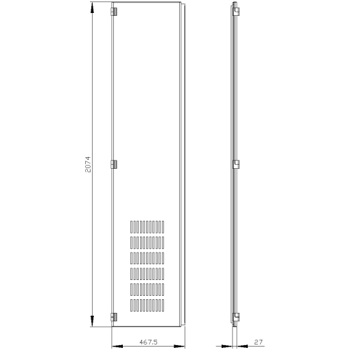 SIVACON door half. left. openings. IP20. H 2200 mm. W 450 mm. protection cl...