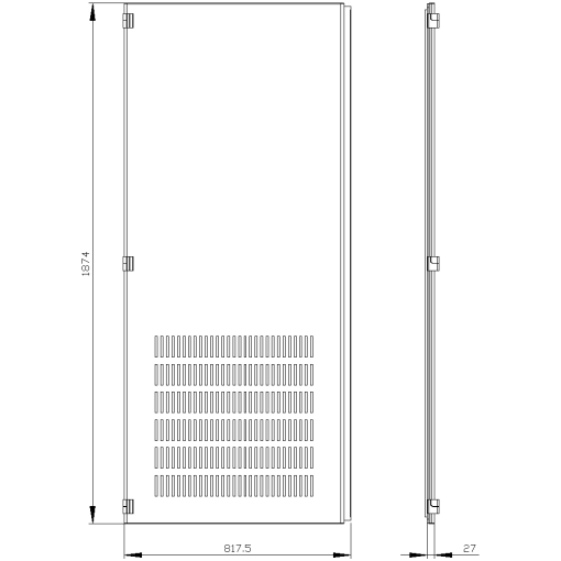SIVACON door half. left. openings. IP20. H 2000 mm. W 800 mm. protection cl...