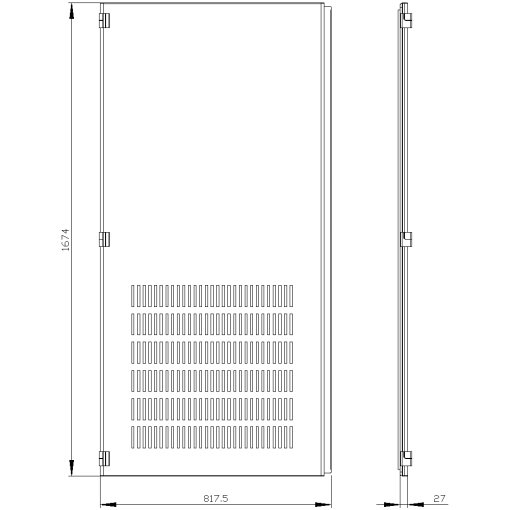 SIVACON door half. left. openings. IP20. H 1800 mm. W 800 mm. protection cl...
