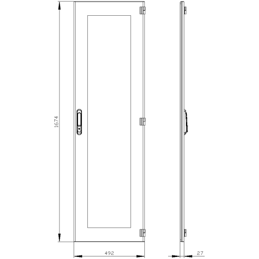 SIVACON door. right. window. IP55. H 1800 mm. W 500 mm. protection class 1