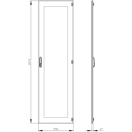 SIVACON door. right. window. IP55. H 2200 mm. W 600 mm. protection class 1