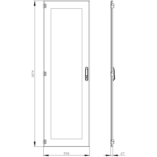 SIVACON door. left. window. IP55. H 2000 mm. W 600 mm. protection class 1