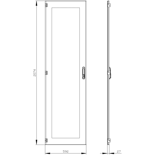 SIVACON door. left. window. IP55. H 2200 mm. W 600 mm. protection class 1