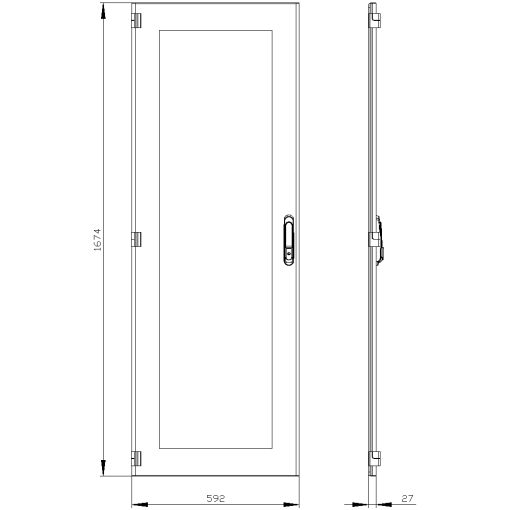 SIVACON door. left. window. IP55. H 1800 mm. W 600 mm. protection class 1