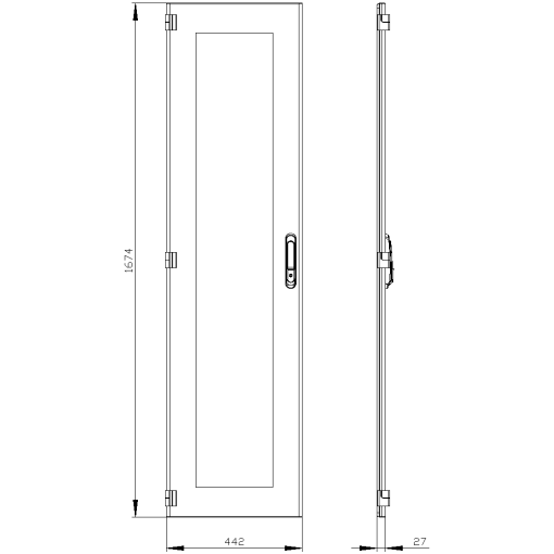 SIVACON door. left. window. IP55. H 1800 mm. W 450 mm. protection class 1