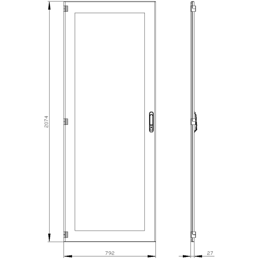 SIVACON door. left. window. IP55. H 2200 mm. W 800 mm. protection class 1