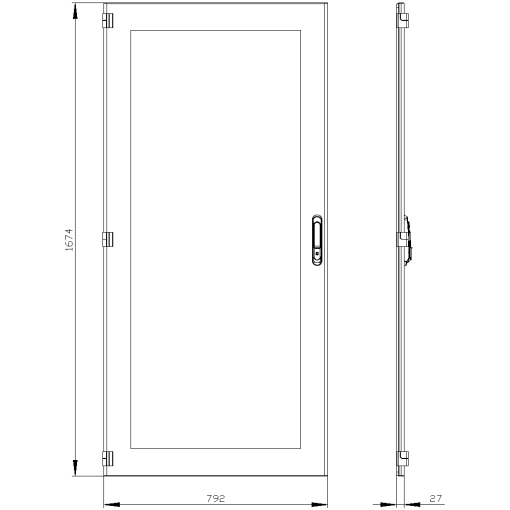SIVACON door. left. window. IP55. H 1800 mm. W 800 mm. protection class 1