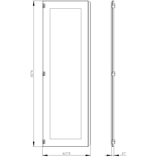 SIVACON door half. left. window. IP55. H 2000 mm. W 600 mm. protection class 1