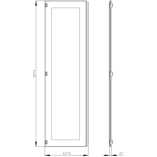 SIVACON door half. left. window. IP55. H 2200 mm. W 600 mm. protection class 1