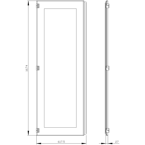 SIVACON door half. left. window. IP55. H 1800 mm. W 600 mm. protection class 1