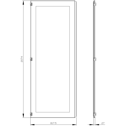 SIVACON door half. left. window. IP55. H 2200 mm. W 800 mm. protection class 1