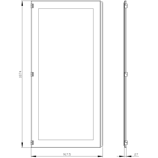 SIVACON door half. left. window. IP55. H 2000 mm. W 900 mm. protection class 1