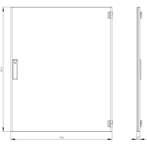 SIVACON compartment door. right. IP40. H 1000 mm. W 800 mm. protection class 1