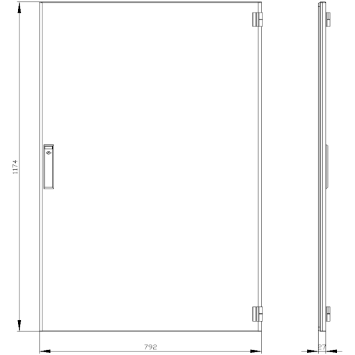 SIVACON compartment door. right. IP40. H 1200 mm. W 800 mm. protection class 1