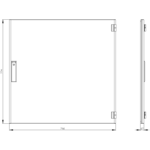 SIVACON compartment door. right. IP40. H 800 mm. W 800 mm. protection class 1