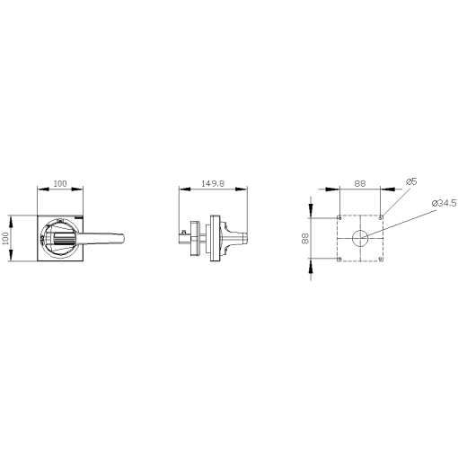 Handle with masking plate EMERGENCY STOP with tolerance compensation, accesso...