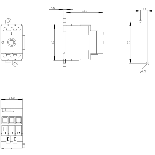 Switch disconnector 3LD3, Iu 32 A main control switch 3-pole