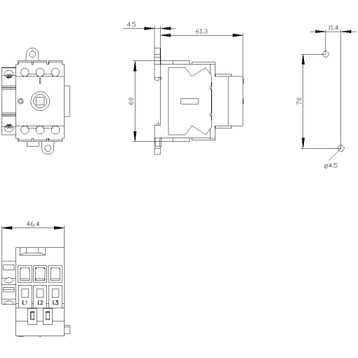 Switch disconnector 3LD3, Iu 32 A main control switch 3-pole