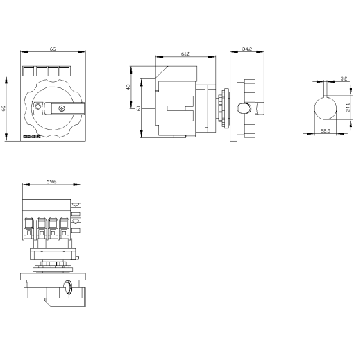 Switch disconnector 3LD3, Iu 32 A main control switch 3-pole  N